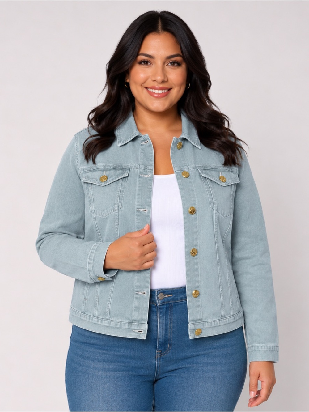 Belle by Kim Gravel Light Blue Women's Denim Jacket  size M new A719621